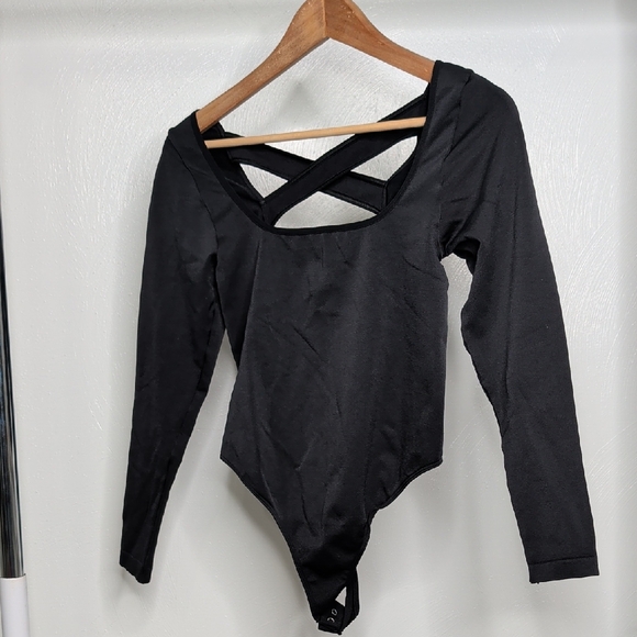 Anthropologie Tops - Anthropologie Black Cross-Back Bodysuit
